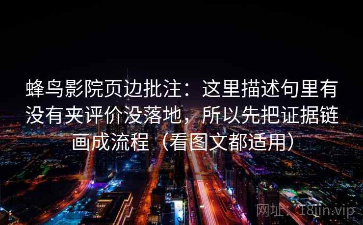 蜂鸟影院页边批注:这里描述句里有没有夹评价没落地,所以先把证据链画成流程(看图文都适用) 蜂鸟影院页边批注:这里描述句里有没有夹评价没落地,所以先把证据链画成流程(看图文都适用)